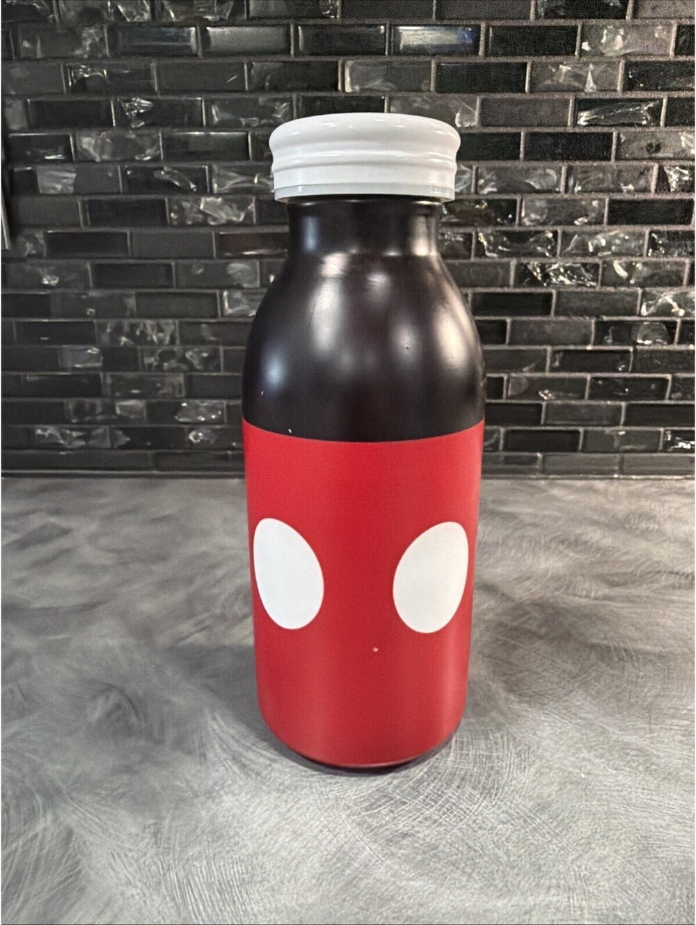 Disney Mickey Mouse Inspired Stainless Steel Water Bottle - Red and Black, 6.5"